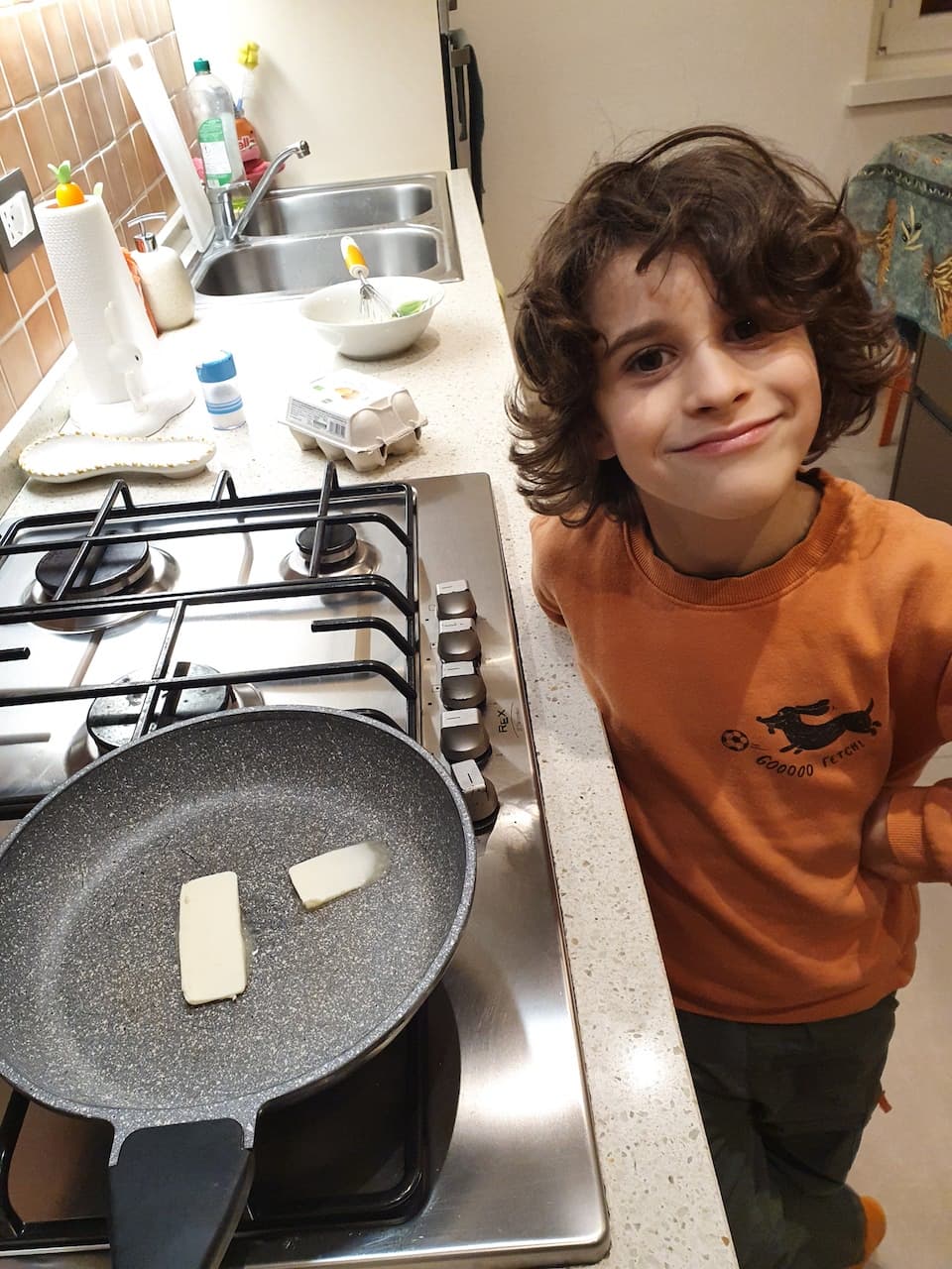 Omelette - burro in padella